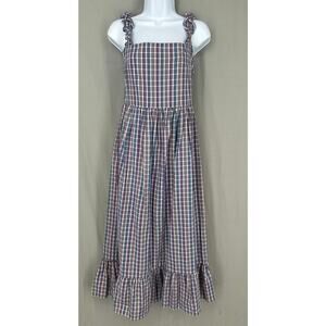 Vintage Supply Dress Womens Small Purple Plaid Midi Blue Boho Grunge Cottagecore